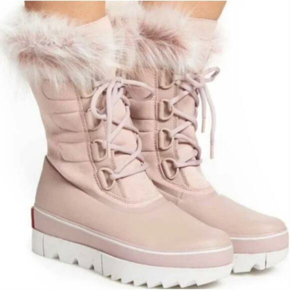 SOREL Joan of Arctic Leather Faux Fur-Lined Winter Boots...